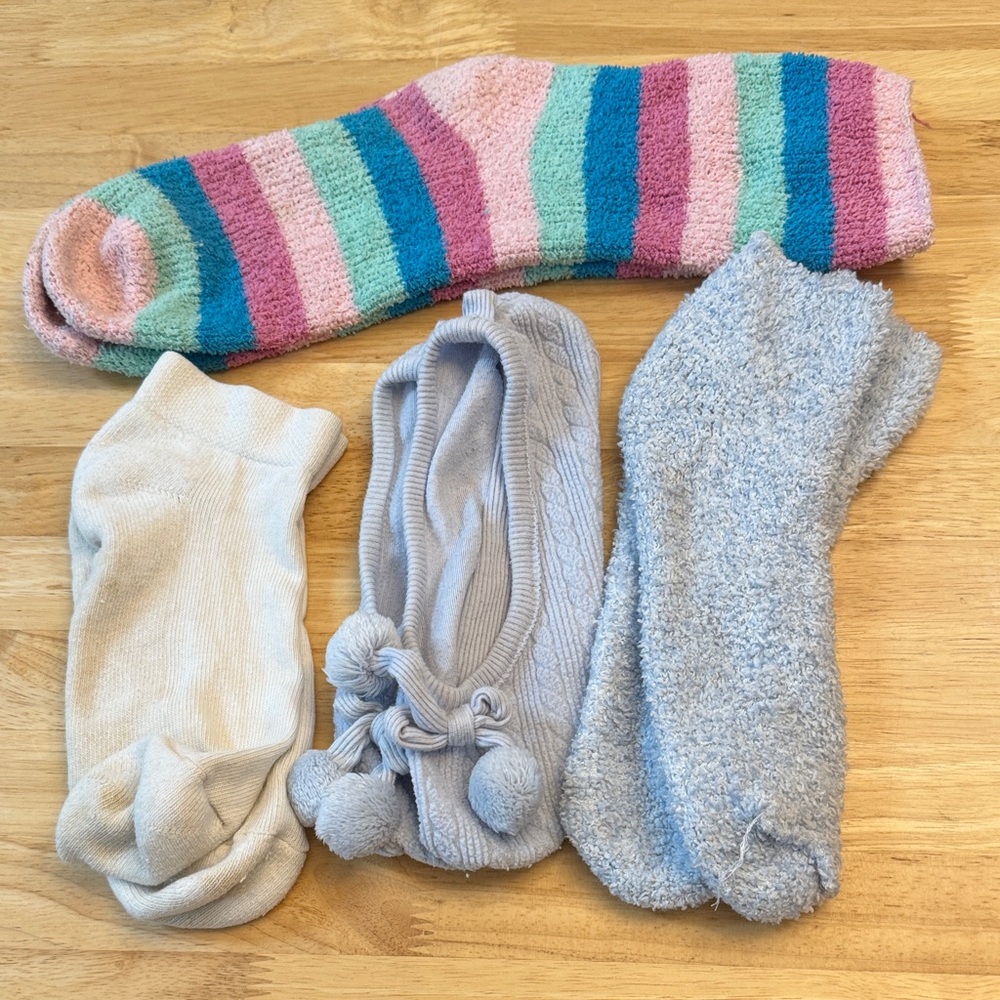 Cozy ladies Sock Set - Light Blue, Multicolor, Cream, as shown 4 pairs